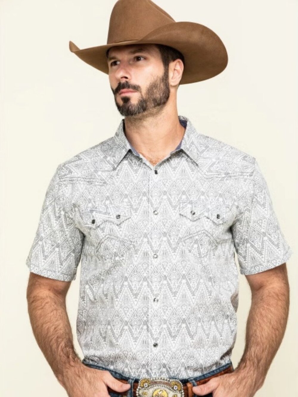 Cody James Men's Los Ranchos Aztec Print Short Sleeve Western Shirt 2XL